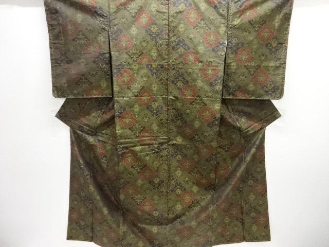 JAPANESE KIMONO / UNUSED DORO OSHMA TSUMUGI / WOVEN FLOWER SARASA